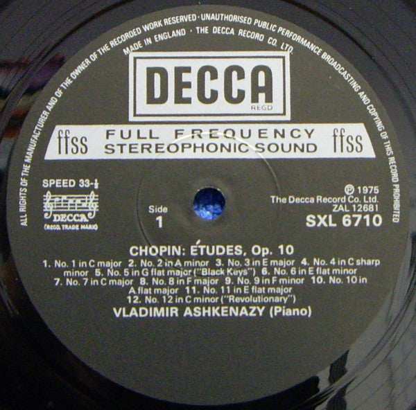 Frédéric Chopin, Vladimir Ashkenazy – Etudes Op. 10 & Op. 25 LP vinyl record, image 3 of 4