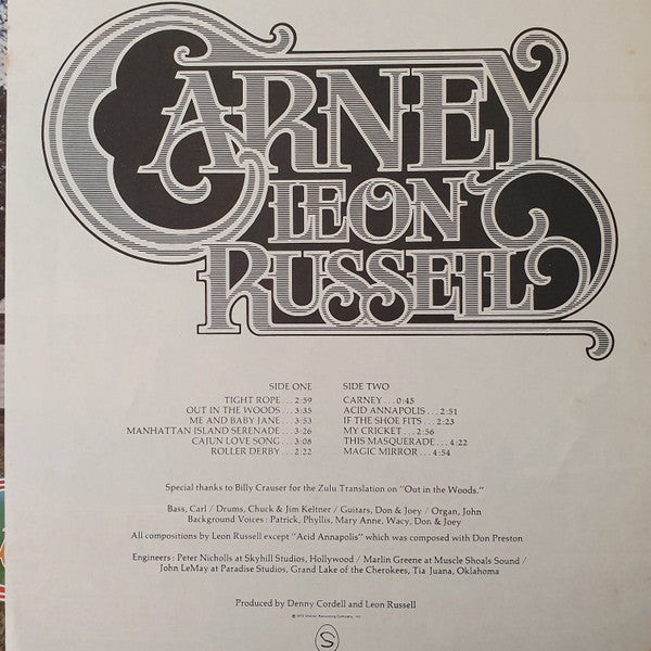 Leon Russell – Carney LP vinyl record, image 5 of 5