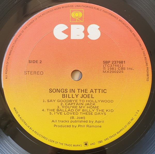 Billy Joel – Songs In The Attic LP vinyl record, image 6 of 10