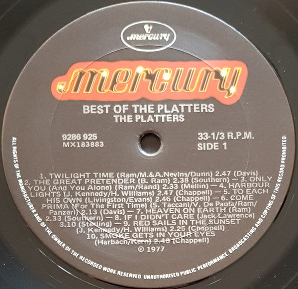 The Platters – Best Of The Platters LP vinyl record, image 3 of 4