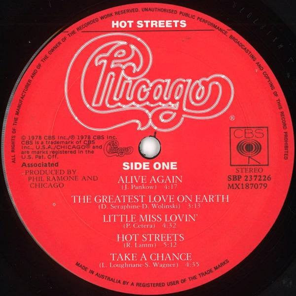 Chicago – Hot Streets LP vinyl record, image 3 of 6