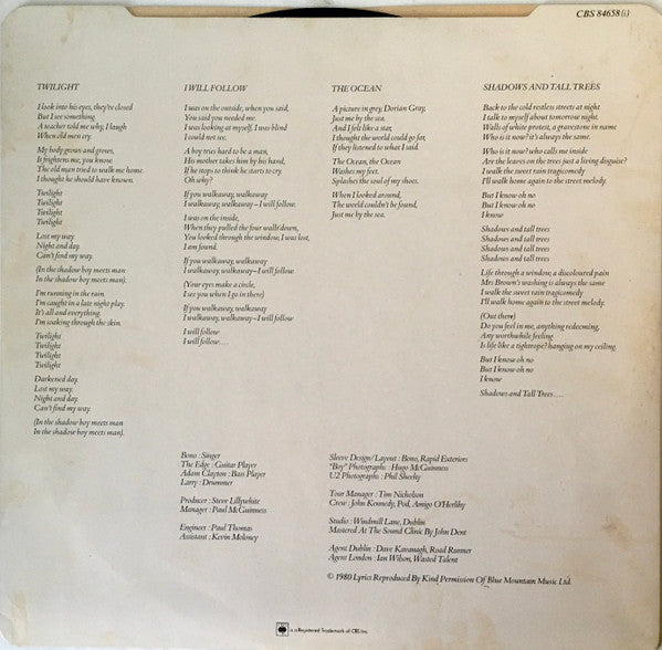 U2 – Boy LP vinyl record, image 4 of 6