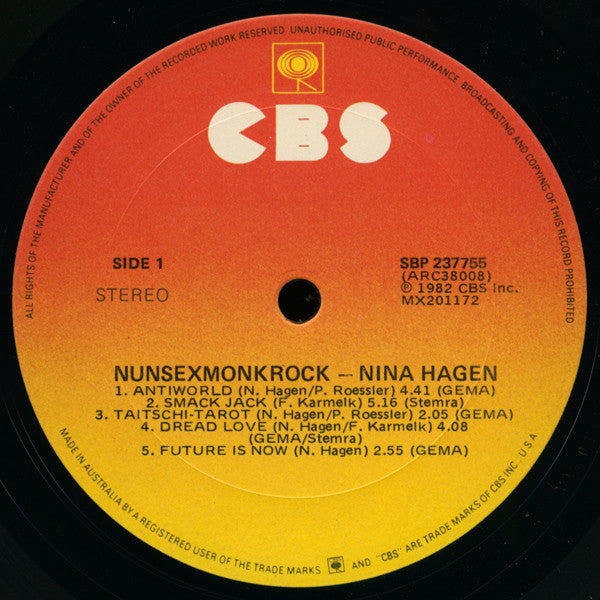 Nina Hagen – Nunsexmonkrock LP vinyl record, image 3 of 6
