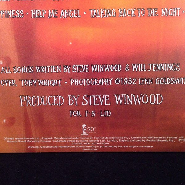 Steve Winwood – Talking Back To The Night LP vinyl record, image 3 of 7