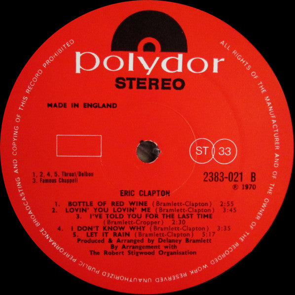 Eric Clapton – Eric Clapton LP vinyl record, image 4 of 6