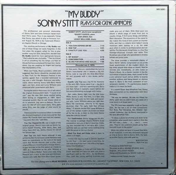 Sonny Stitt – "My Buddy" (Sonny Stitt Plays For Gene Ammons) LP vinyl record, image 2 of 4