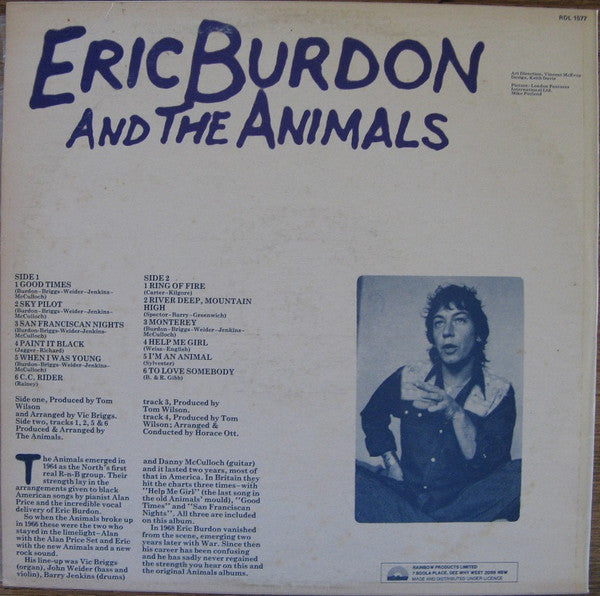 Eric Burdon & The Animals – Eric Burdon And The Animals LP vinyl record, image 2 of 2