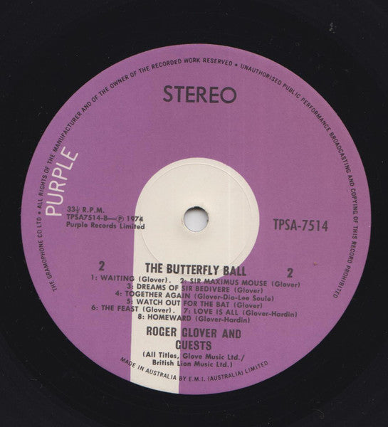 Roger Glover And Guests – The Butterfly Ball And The Grasshopper's Feast LP vinyl record, image 3 of 3
