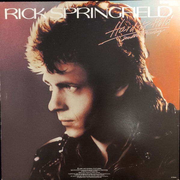 Rick Springfield – Hard To Hold - Soundtrack Recording LP vinyl record, image 2 of 5