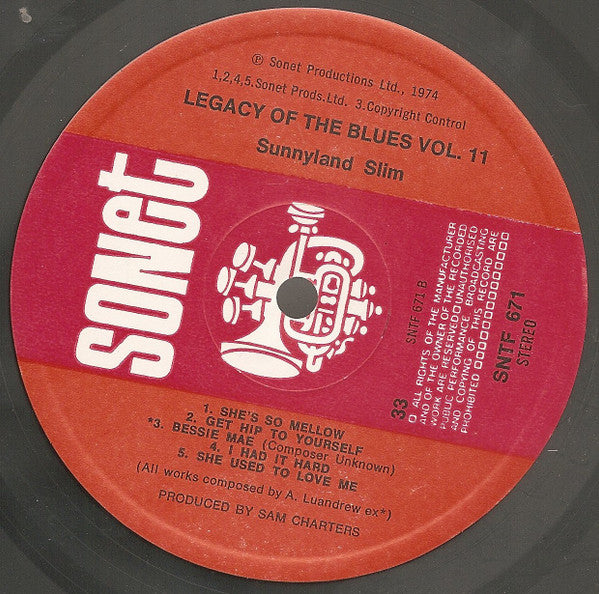 Sunnyland Slim – The Legacy Of The Blues Vol. 11 LP vinyl record, image 3 of 4
