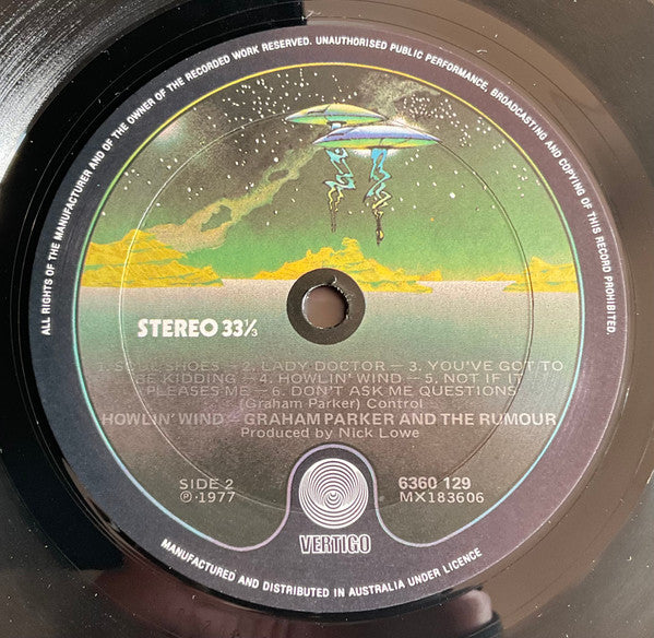 Graham Parker – Howlin' Wind LP vinyl record, image 4 of 5