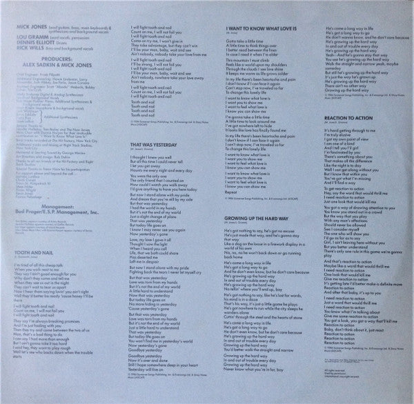 Foreigner – Agent Provocateur LP vinyl record, image 4 of 9
