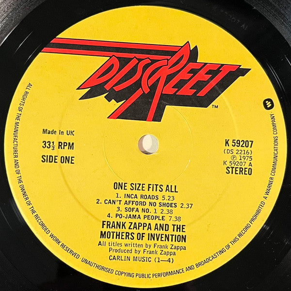 Frank Zappa, The Mothers – One Size Fits All LP vinyl record, image 4 of 5