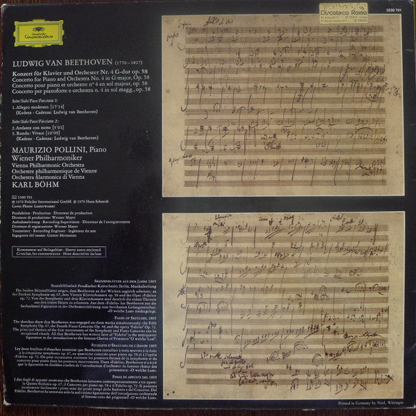 Maurizio Pollini, Karl Böhm, Ludwig van Beethoven, Wiener Philharmoniker, Wiener Philharmoniker – Klavierkonzert = Piano Concerto No.4 LP vinyl record, image 2 of 8
