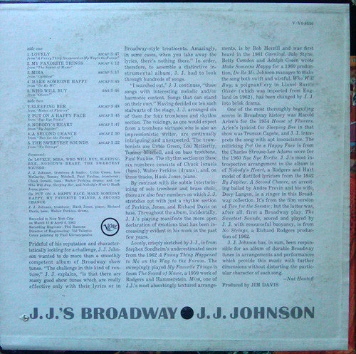 J.J. Johnson – J.J.'s Broadway LP vinyl record, image 2 of 5