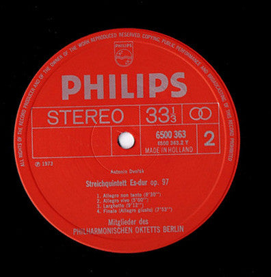 Antonín Dvořák, Stephen Bishop, Philharmonisches Oktett Berlin – Klavierquintett Op.81 / Streichquintett Op.97 LP vinyl record, image 3 of 3