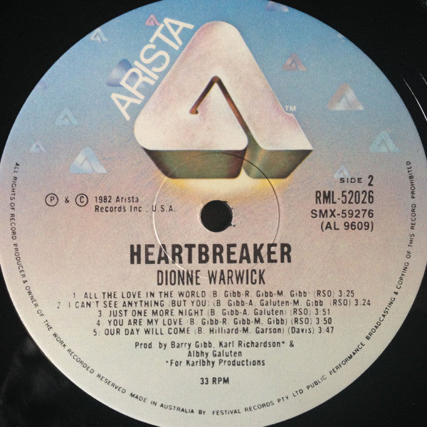 Dionne Warwick – Heartbreaker LP vinyl record, image 7 of 7