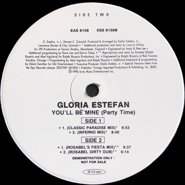 Gloria Estefan – You'll Be Mine (Party Time) 12" vinyl record, image 4 of 4