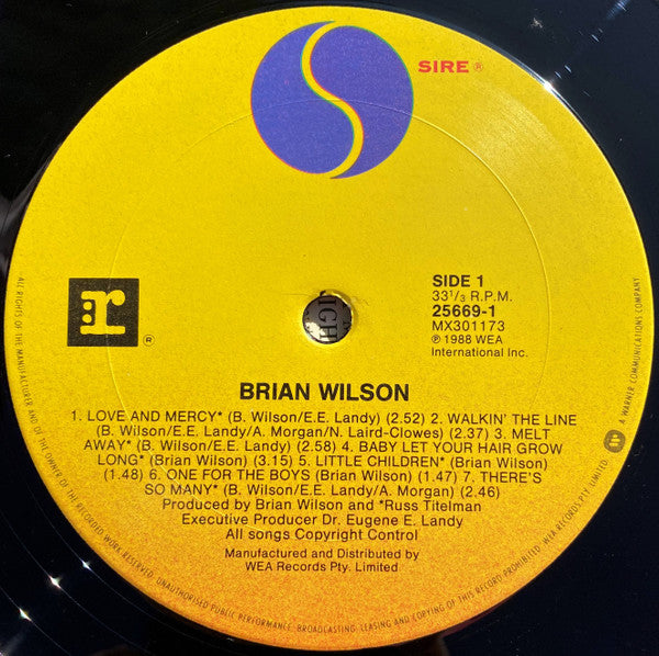 Brian Wilson – Brian Wilson LP vinyl record, image 3 of 6