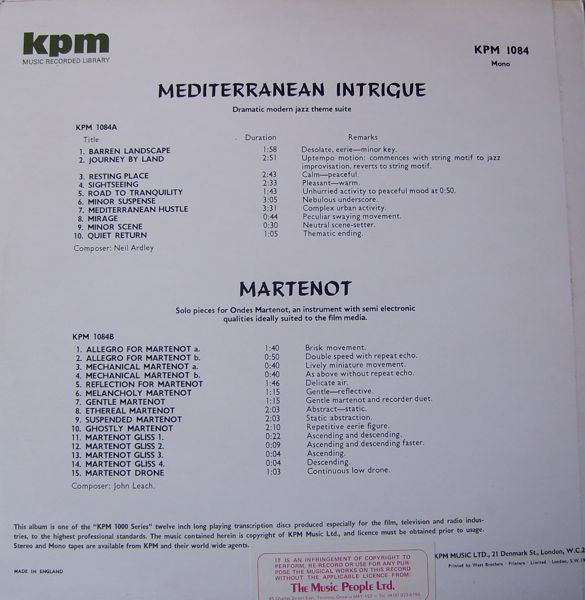 Neil Ardley, John Leach – Mediterranean Intrigue / Martenot LP vinyl record, image 2 of 4