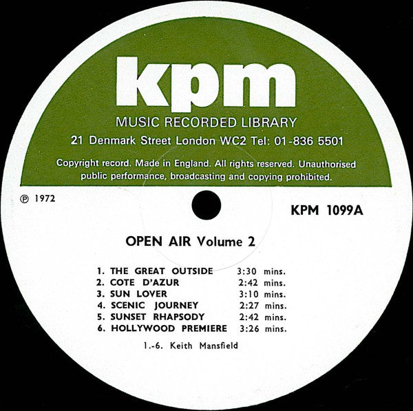 Keith Mansfield, Johnny Pearson, James Clarke – Open Air - Volume 2 LP vinyl record, image 3 of 4
