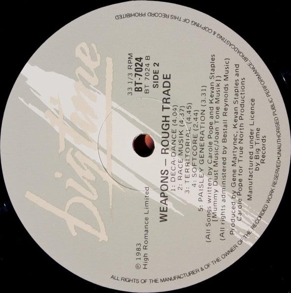 Rough Trade – Weapons LP vinyl record, image 4 of 4
