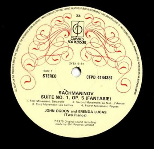 Sergei Rachmaninoff, Anton Stepanovich Arensky, Dmitri Shostakovich, Aram Khachaturian, John Ogdon, Brenda Lucas – Music For Four Hands (2xLP) LP vinyl record, image 2 of 8