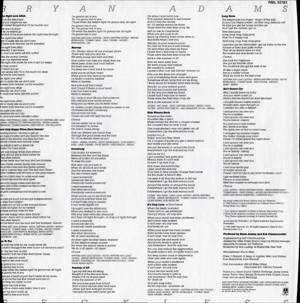 Bryan Adams – Reckless LP vinyl record, image 4 of 8