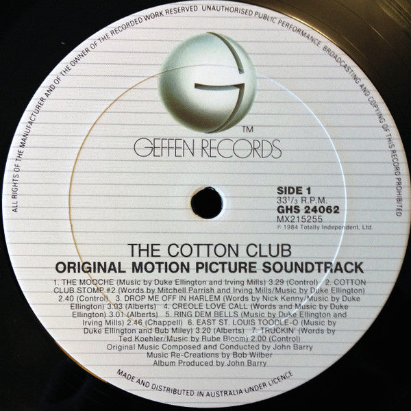 John Barry – The Cotton Club (Original Motion Picture Soundtrack) LP vinyl record, image 5 of 6