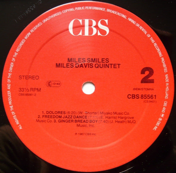 The Miles Davis Quintet – Miles Smiles LP vinyl record, image 4 of 4