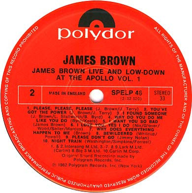 James Brown – James Brown At The Apollo Volume 1 LP vinyl record, image 4 of 4