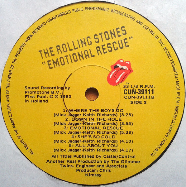 The Rolling Stones – Emotional Rescue LP vinyl record, image 4 of 8