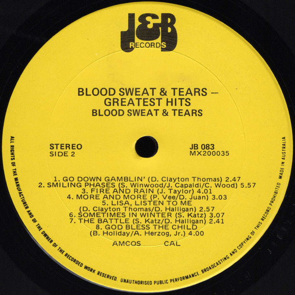 Blood, Sweat And Tears – The Very Best Of Blood, Sweat And Tears LP vinyl record, image 4 of 4