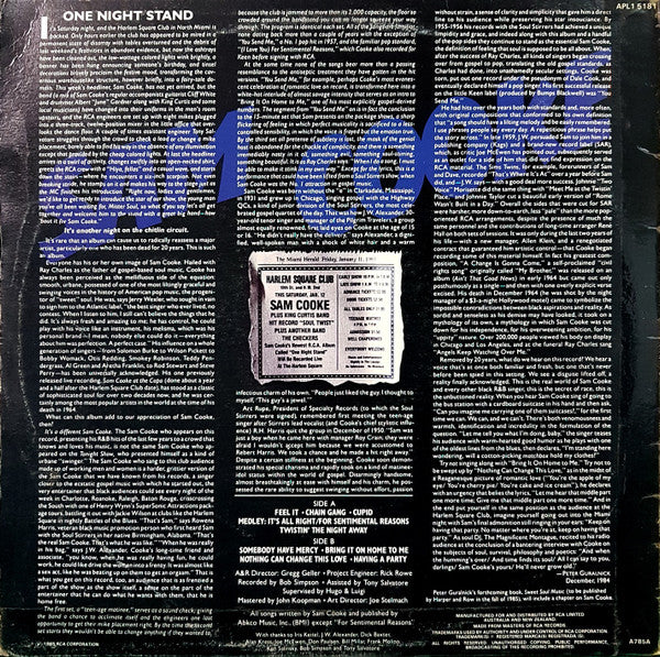 Sam Cooke – Live At The Harlem Square Club 1963 LP vinyl record, image 2 of 8