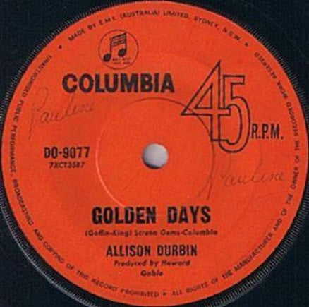 Allison Durbin – Golden Days 7" vinyl record