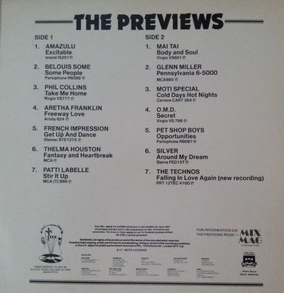 Various – July 85 - Previews LP vinyl record, image 1 of 2