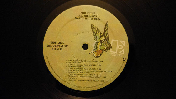 Phil Ochs – All The News That's Fit To Sing LP vinyl record, image 3 of 4