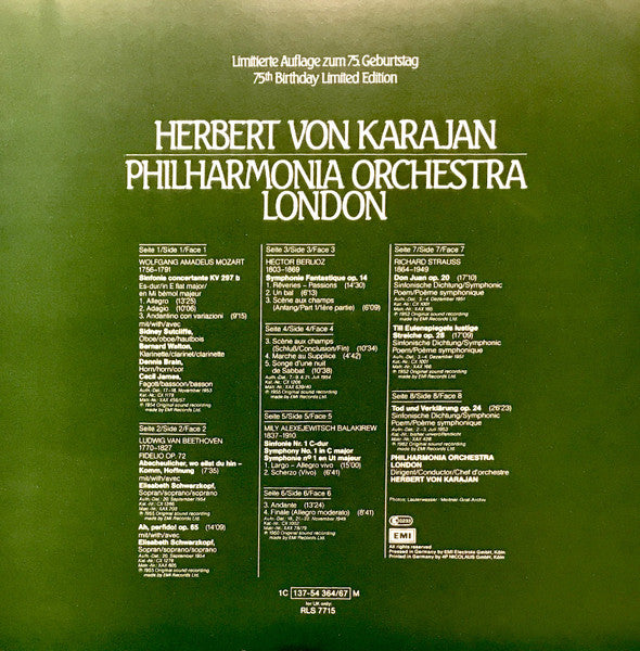 Herbert Von Karajan, Philharmonia Orchestra – 75th Birthday Limited Edition (4xLP) LP vinyl record, image 4 of 10