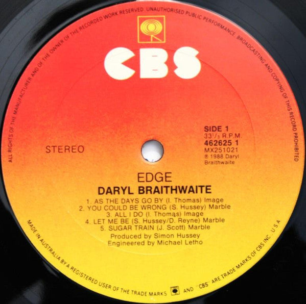 Daryl Braithwaite – Edge LP vinyl record, image 4 of 7