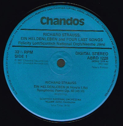 Richard Strauss, Neeme Järvi, Felicity Lott, Edwin Paling, Royal Scottish National Orchestra – Ein Heldenleben / Four Last Songs LP vinyl record, image 2 of 3