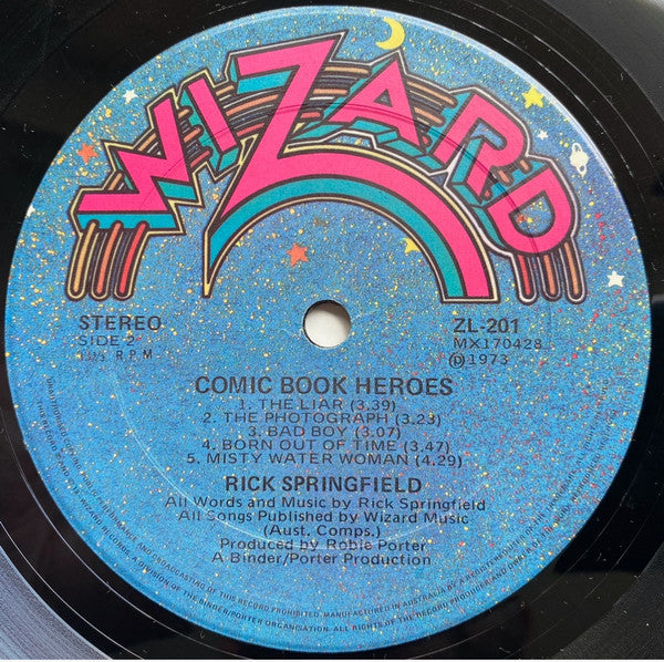 Rick Springfield – Comic Book Heroes LP vinyl record, image 6 of 6