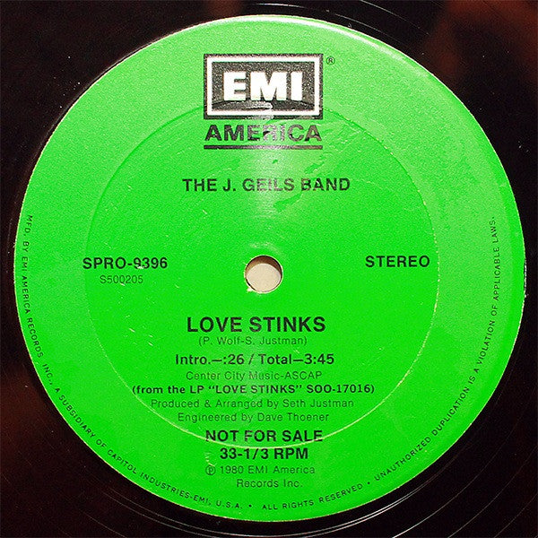 The J. Geils Band, Juke Joint Jimmy & His House Party Rockers – Love Stinks 12" vinyl record, image 4 of 4