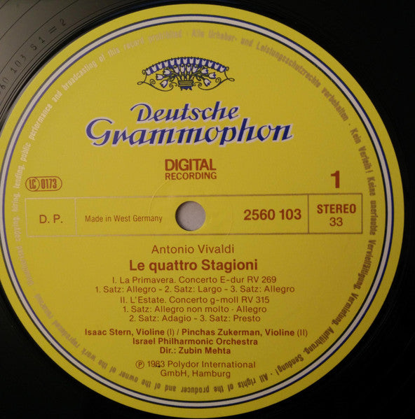 Pinchas Zukerman, Isaac Stern, Itzhak Perlman, Shlomo Mintz, Israel Philharmonic Orchestra, Zubin Mehta, Antonio Vivaldi, Johann Sebastian Bach, Wolfgang Amadeus Mozart – The Four Seasons · Concerto For 4 Violins / Double Concerto / Sinfonia... (2xLP) LP vinyl record, image 5 of 8