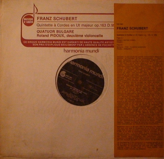 Franz Schubert, The Dimov Bulgarian State Quartet, Roland Pidoux – Quintette À Cordes En Ut Majeur Op. 163 D.956 LP vinyl record, image 6 of 6