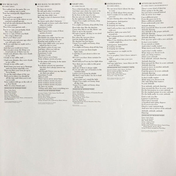 Carly Simon – The Best Of Carly Simon LP vinyl record, image 5 of 6