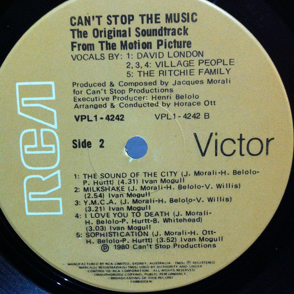 Village People – Can't Stop The Music - The Original Soundtrack Album LP vinyl record, image 7 of 7