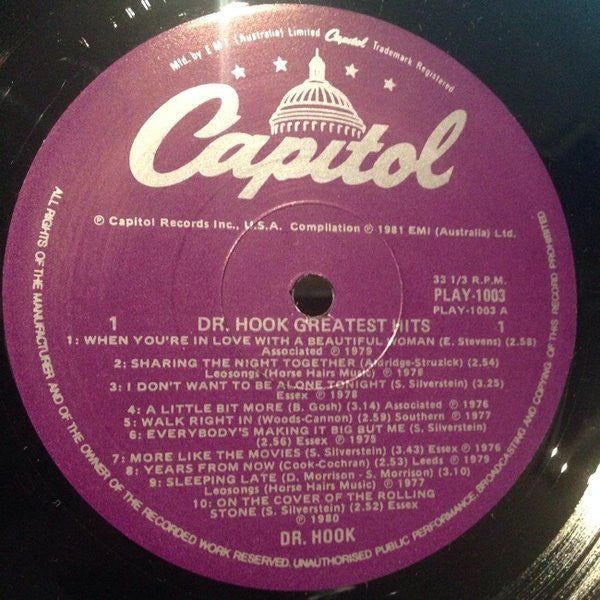 Dr. Hook – Greatest Hits LP vinyl record, image 2 of 3