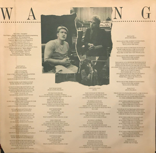 Wang Chung – Points On The Curve LP vinyl record, image 5 of 6