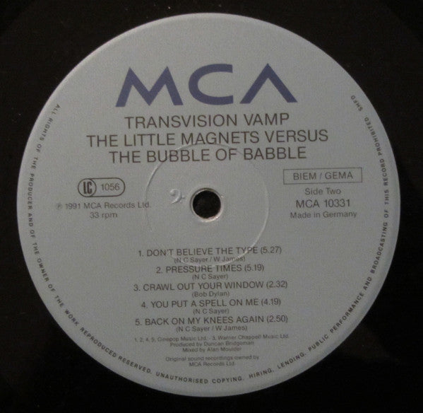 Transvision Vamp – Little Magnets Versus The Bubble Of Babble LP vinyl record, image 4 of 7