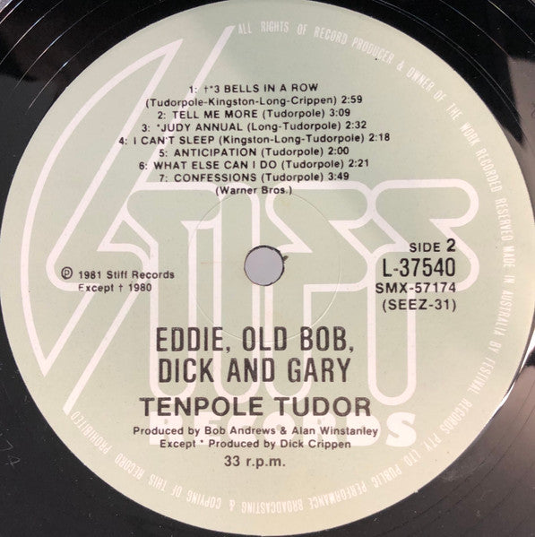 Tenpole Tudor – Eddie, Old Bob, Dick And Gary LP vinyl record, image 3 of 3